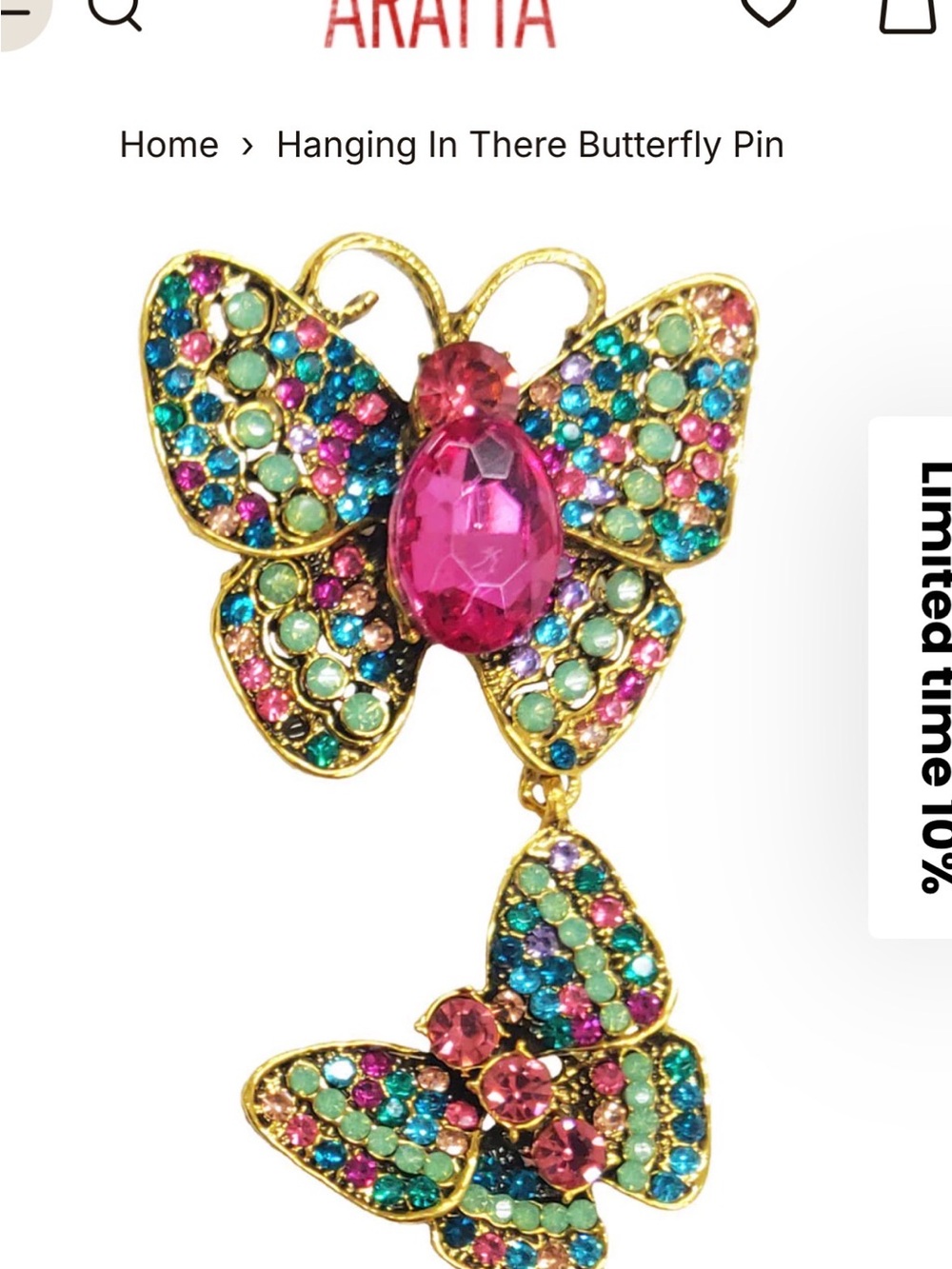 New Aratta hang in there butterfly pin - Picture 3 of 4